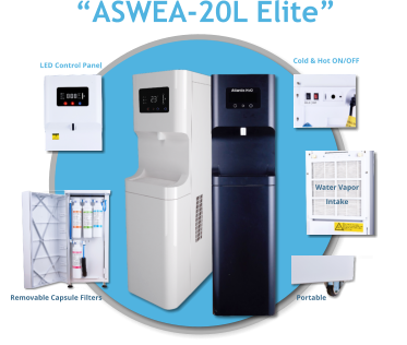 Cold & Hot ON/OFF Water Vapor Intake Portable LED Control Panel Removable Capsule Filters “ASWEA-20L Elite”